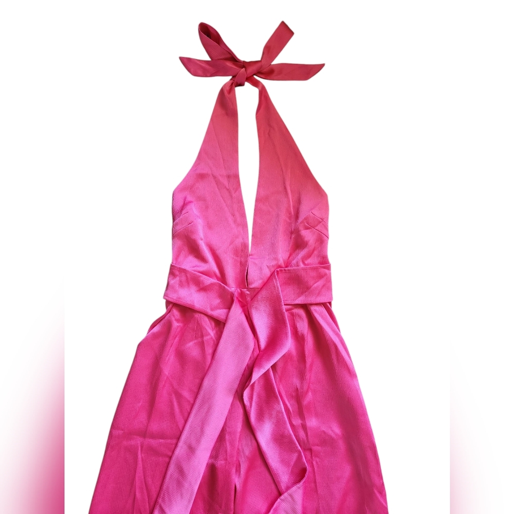 New Nookie Utopia Relaxed Full Length Wide Leg Halter Neck Jumpsuit Pink Pockets - Picture 6 of 15